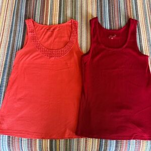 Set of 2 Ribbed Tank Tops Size XL, Old Navy, New York & CO, Red, Coral crochet